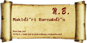Maklári Barnabás névjegykártya