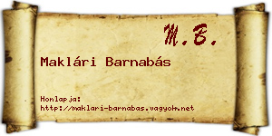 Maklári Barnabás névjegykártya